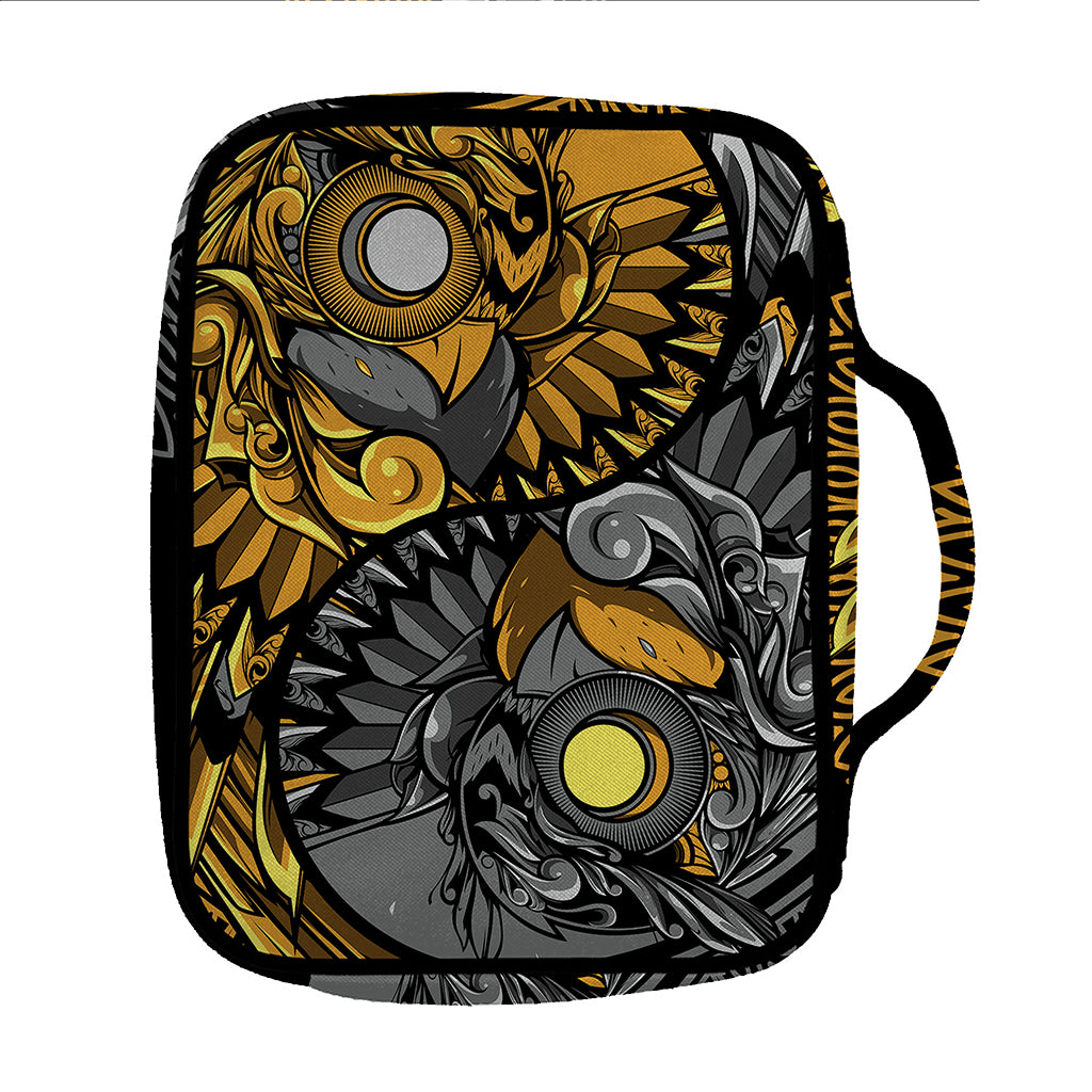 Yin Yang Owl Print Front Pocket Bible Bag