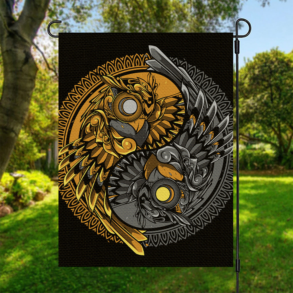 Yin Yang Owl Print Garden Flag