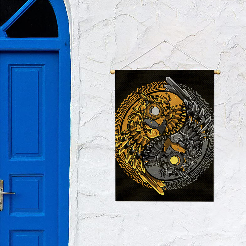 Yin Yang Owl Print Garden Flag