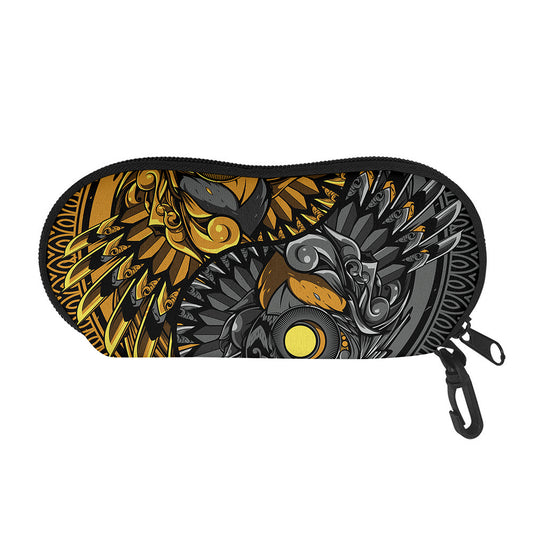 Yin Yang Owl Print Glasses Case