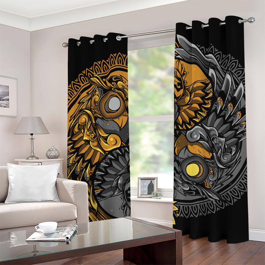 Yin Yang Owl Print Grommet Curtains