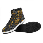 Yin Yang Owl Print High Top Leather Sneakers