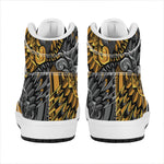 Yin Yang Owl Print High Top Leather Sneakers