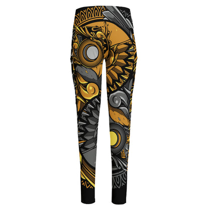 Yin Yang Owl Print High-Waisted Pocket Leggings