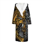 Yin Yang Owl Print Hooded Bathrobe