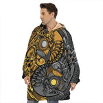 Yin Yang Owl Print Hoodie Blanket