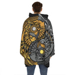 Yin Yang Owl Print Hoodie Blanket