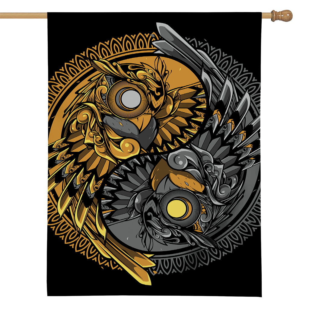 Yin Yang Owl Print House Flag