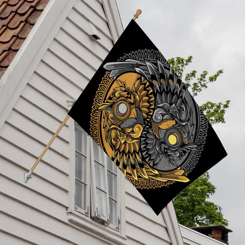 Yin Yang Owl Print House Flag