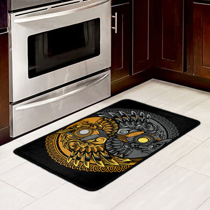 Yin Yang Owl Print Kitchen Mat