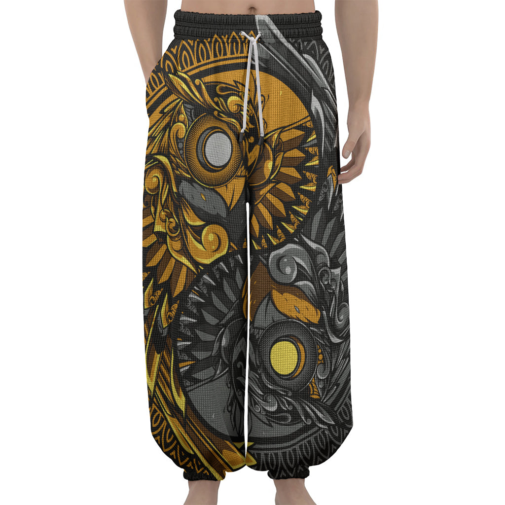 Yin Yang Owl Print Lantern Pants