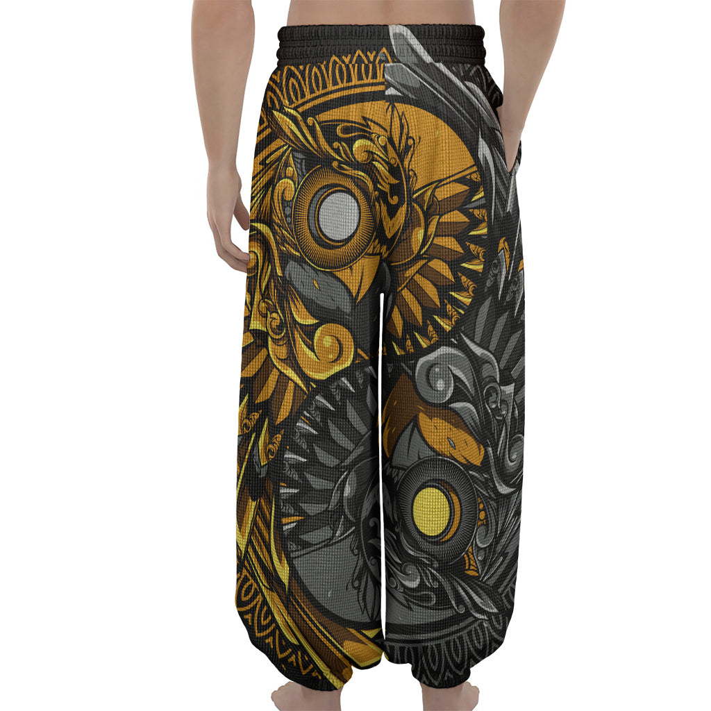 Yin Yang Owl Print Lantern Pants