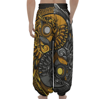 Yin Yang Owl Print Lantern Pants