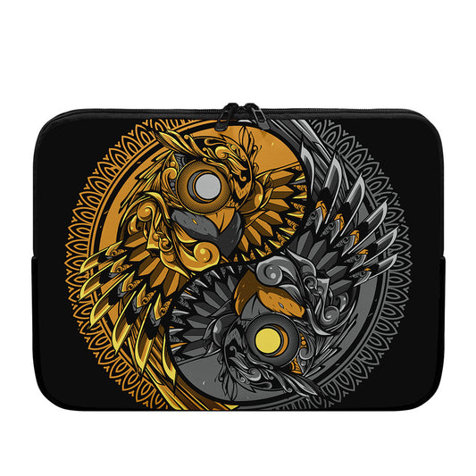 Yin Yang Owl Print Laptop Sleeve