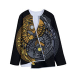 Yin Yang Owl Print Long Sleeve Short Coat