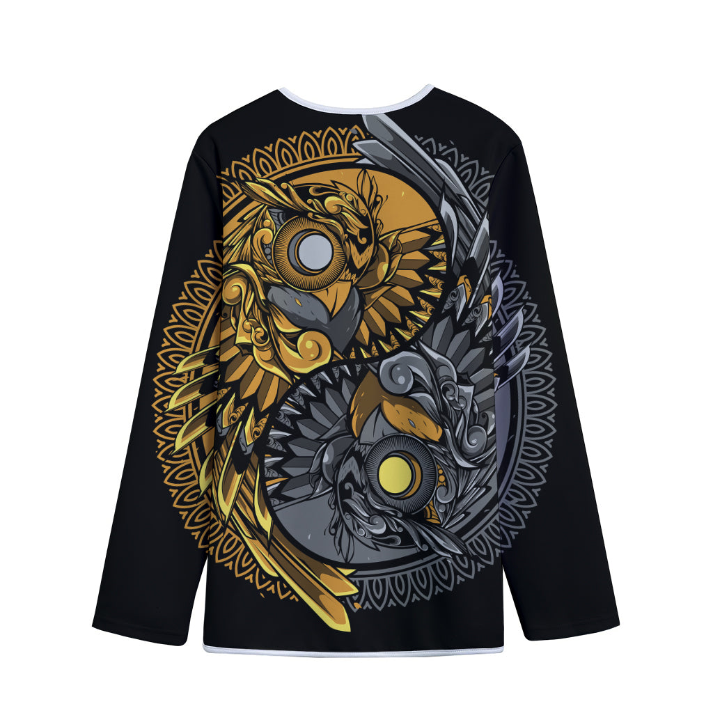 Yin Yang Owl Print Long Sleeve Short Coat