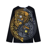 Yin Yang Owl Print Long Sleeve Short Coat