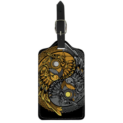 Yin Yang Owl Print Luggage Tag