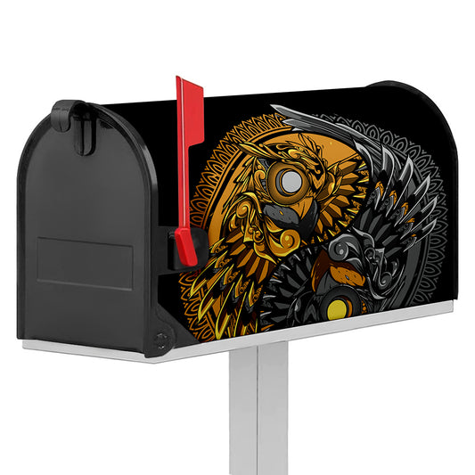 Yin Yang Owl Print Mailbox Cover