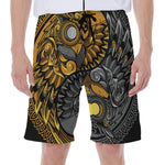 Yin Yang Owl Print Men's Beach Shorts