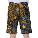 Yin Yang Owl Print Men's Beach Shorts