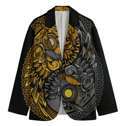 Yin Yang Owl Print Men's Blazer