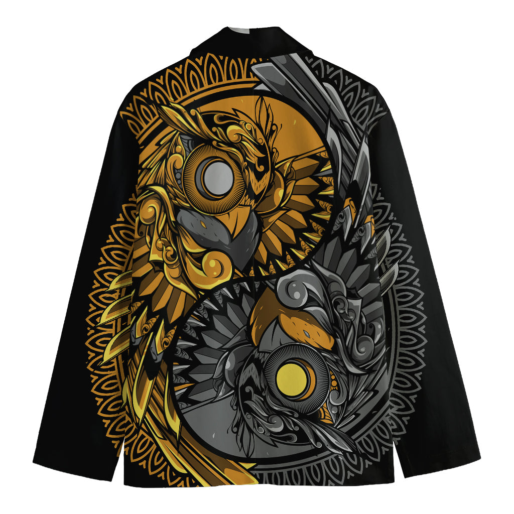 Yin Yang Owl Print Men's Blazer