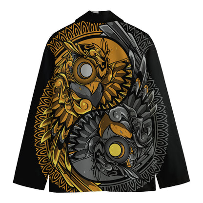 Yin Yang Owl Print Men's Blazer