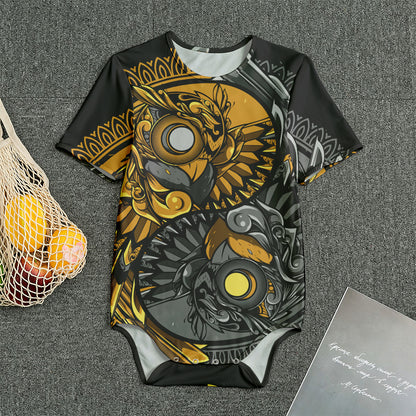 Yin Yang Owl Print Men's Bodysuit