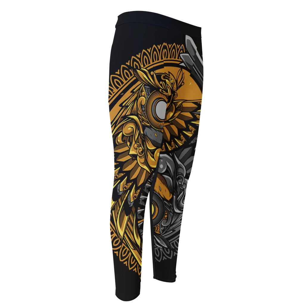 Yin Yang Owl Print Men's Compression Pants
