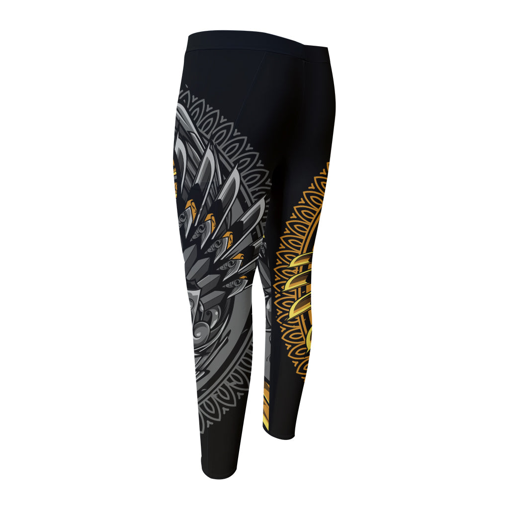 Yin Yang Owl Print Men's Compression Pants