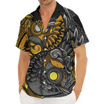 Yin Yang Owl Print Men's Deep V-Neck Shirt