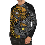 Yin Yang Owl Print Men's Long Sleeve Rash Guard