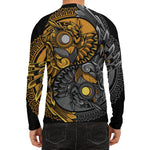Yin Yang Owl Print Men's Long Sleeve Rash Guard