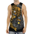Yin Yang Owl Print Men's Muscle Tank Top
