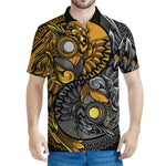 Yin Yang Owl Print Men's Polo Shirt