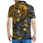 Yin Yang Owl Print Men's Polo Shirt
