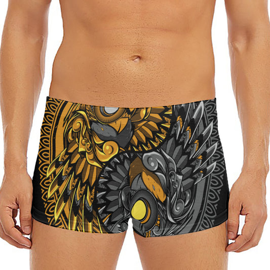 Yin Yang Owl Print Men's Short Boxer Briefs