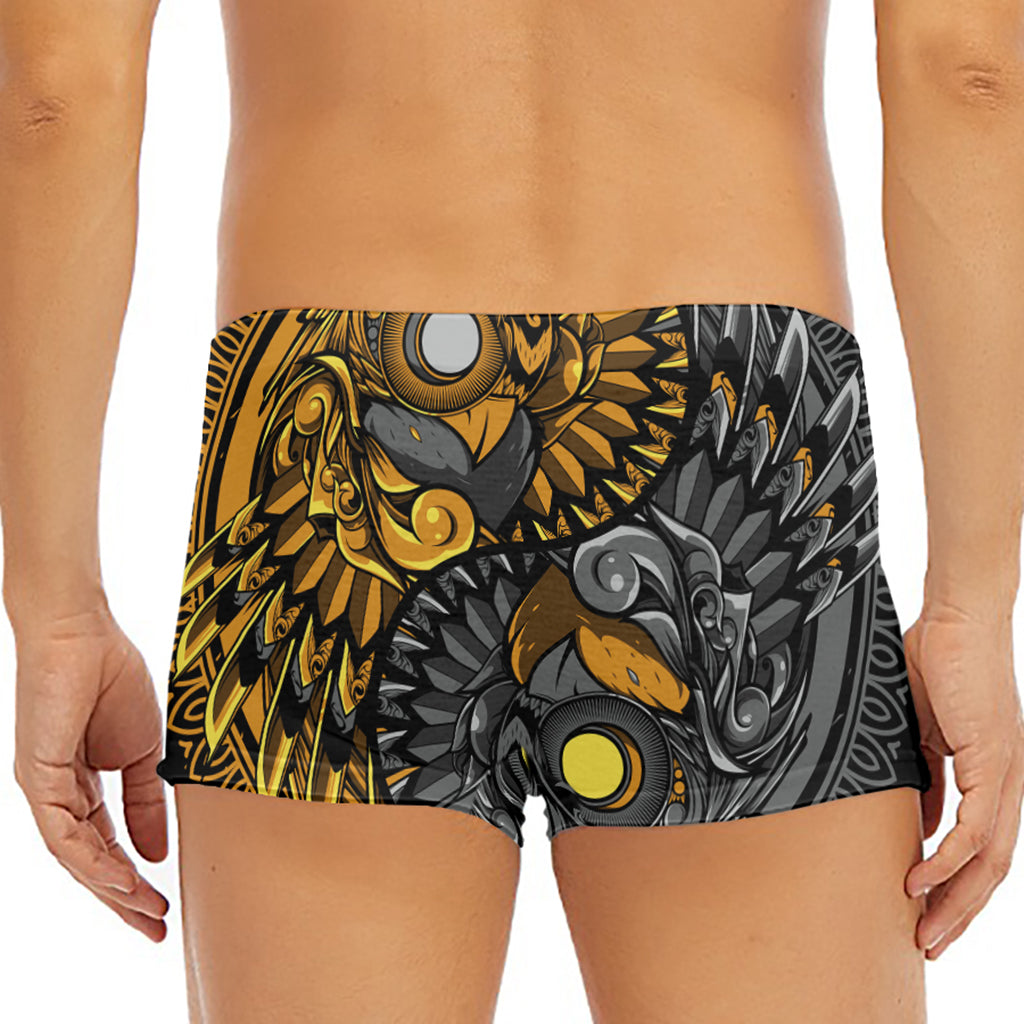 Yin Yang Owl Print Men's Short Boxer Briefs