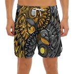 Yin Yang Owl Print Men's Split Running Shorts