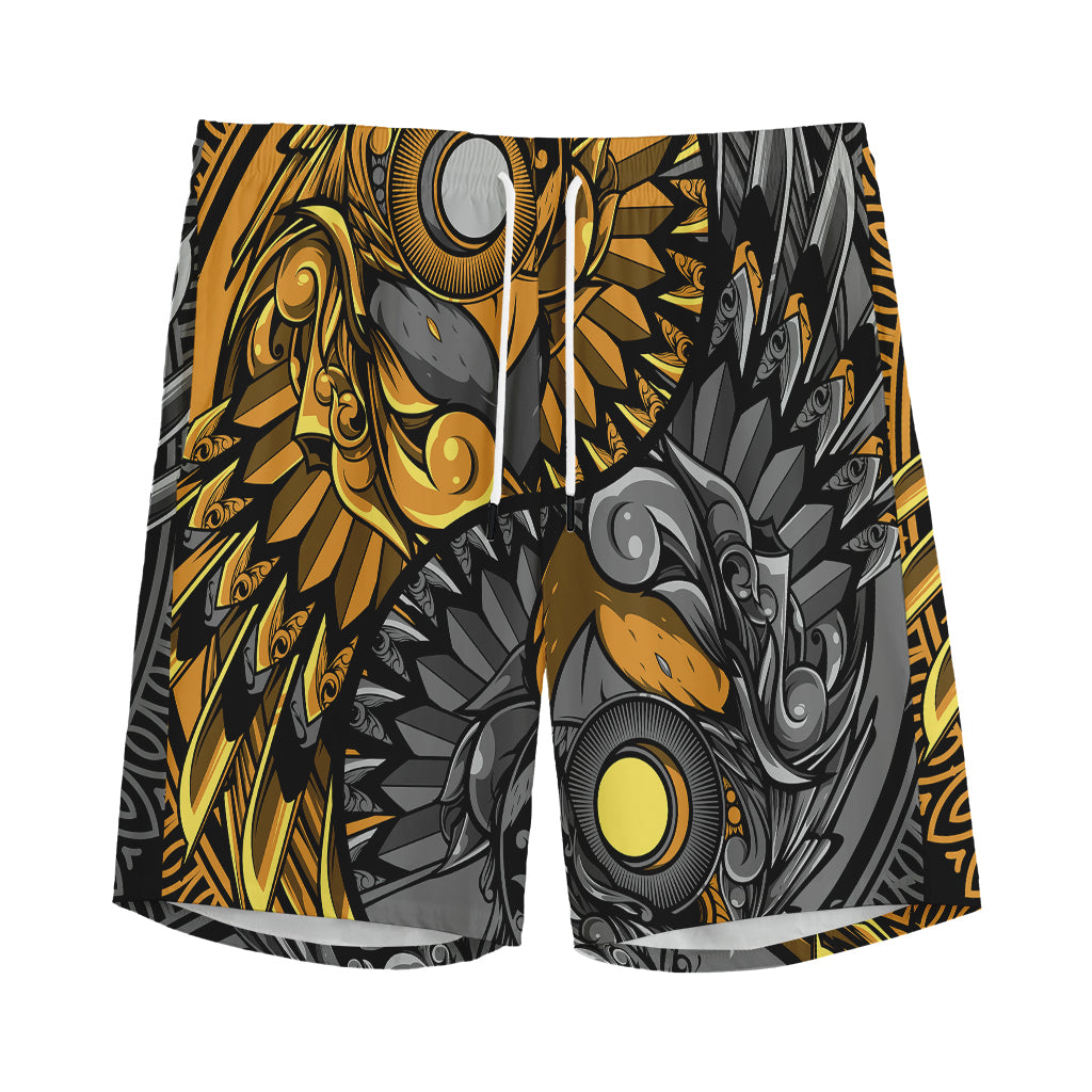 Yin Yang Owl Print Men's Sports Shorts