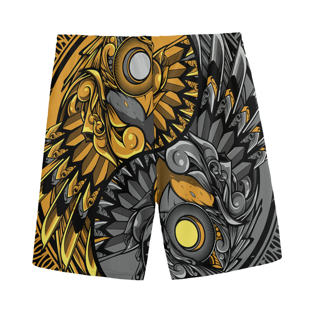 Yin Yang Owl Print Men's Sports Shorts
