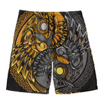 Yin Yang Owl Print Men's Swim Trunks