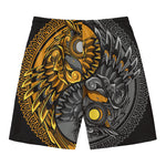 Yin Yang Owl Print Men's Swim Trunks