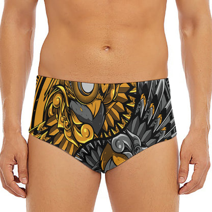 Yin Yang Owl Print Men's Triangle Swim Briefs