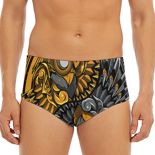 Yin Yang Owl Print Men's Triangle Swim Briefs