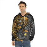 Yin Yang Owl Print Men's Velvet Pullover Hoodie