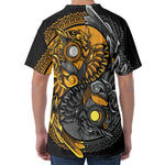 Yin Yang Owl Print Men's Velvet T-Shirt