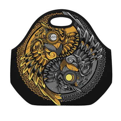 Yin Yang Owl Print Neoprene Lunch Bag
