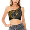 Yin Yang Owl Print One Shoulder Crop Top